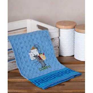 Σετ 12 Τεμ. Ποτηρόπανα Γκοφρέ 50x70 Silk Fashion Μπλέ Γαίδαρος Corfu