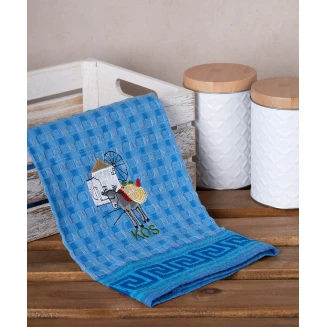 Σετ 12 Τεμ. Ποτηρόπανα Γκοφρέ 50x70 Silk Fashion Μπλέ Γαίδαρος Kos