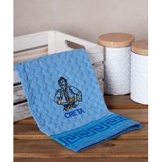 Σετ 12 Τεμ. Ποτηρόπανα Γκοφρέ 50x70 Silk Fashion Μπλέ Κρητικός Creta