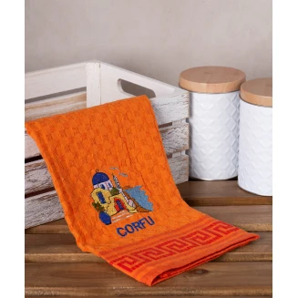 Σετ 12 Τεμ. Ποτηρόπανα Γκοφρέ 50x70 Silk Fashion Πορτοκαλί Εκκλησία Corfu