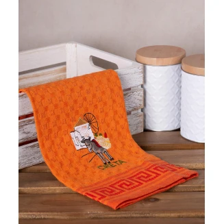 Σετ 12 Τεμ. Ποτηρόπανα Γκοφρέ 50x70 Silk Fashion Πορτοκαλί Γαίδαρος Creta