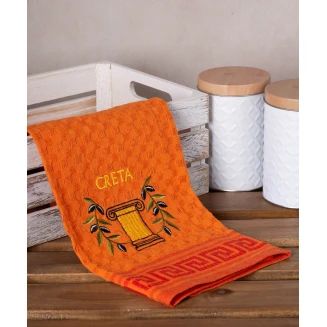 Σετ 12 Τεμ. Ποτηρόπανα Γκοφρέ 50x70 Silk Fashion Πορτοκαλί Κίονας Creta