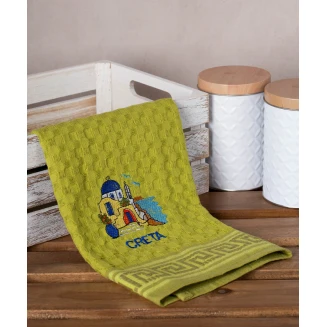 Σετ 12 Τεμ. Ποτηρόπανα Γκοφρέ 50x70 Silk Fashion Πράσινο Εκκλησία Creta