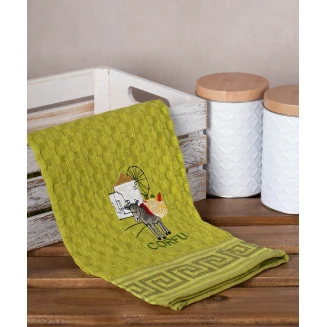 Σετ 12 Τεμ. Ποτηρόπανα Γκοφρέ 50x70 Silk Fashion Πράσινο Γαίδαρος Corfu