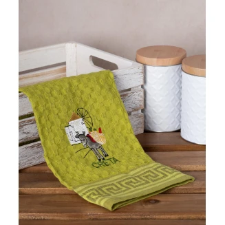 Σετ 12 Τεμ. Ποτηρόπανα Γκοφρέ 50x70 Silk Fashion Πράσινο Γαίδαρος Creta