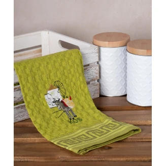 Σετ 12 Τεμ. Ποτηρόπανα Γκοφρέ 50x70 Silk Fashion Πράσινο Γαίδαρος Kos