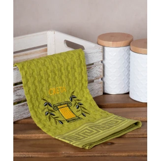 Σετ 12 Τεμ. Ποτηρόπανα Γκοφρέ 50x70 Silk Fashion Πράσινο Κίονας Creta