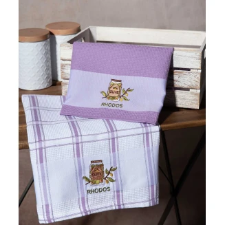 Σετ 2 Τεμ. Ποτηρόπανα 50x70 Silk Fashion Βάζο Λιλά Rhodes