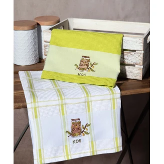 Σετ 2 Τεμ. Ποτηρόπανα 50x70 Silk Fashion Βάζο Πράσινο Kos