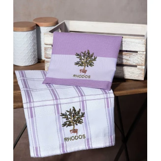 Σετ 2 Τεμ. Ποτηρόπανα 50x70 Silk Fashion Γλάστρα Λιλά Rhodes