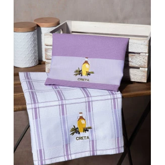 Σετ 2 Τεμ. Ποτηρόπανα 50x70 Silk Fashion Μπουκάλι Λιλά Creta