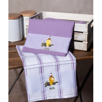Σετ 2 Τεμ. Ποτηρόπανα 50x70 Silk Fashion Μπουκάλι Λιλά Kos
