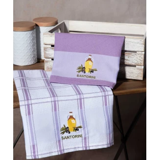 Σετ 2 Τεμ. Ποτηρόπανα 50x70 Silk Fashion Μπουκάλι Λιλά Santorini