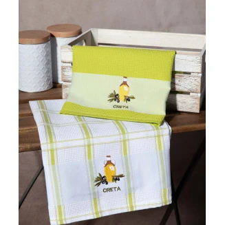 Σετ 2 Τεμ. Ποτηρόπανα 50x70 Silk Fashion Μπουκάλι Πράσινο Creta
