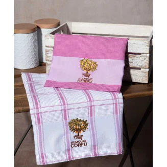 Σετ 2 Τεμ. Ποτηρόπανα 50x70 Silk Fashion Ρόζ Κουμ Κουάτ Corfu