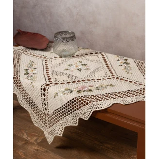 Τραπεζομάντηλο 170x170 Silk Fashion Ροκοκό και Πλεκτό 3509