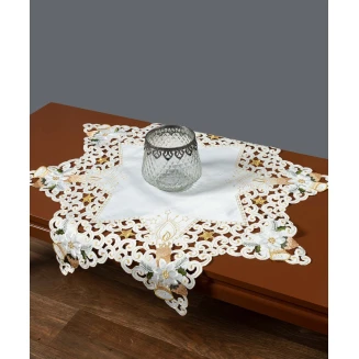 Χριστουγεννιάτικο Τραπεζοκαρέ (140Cm X 140Cm) 8213 Star Ivory Silk Fashion