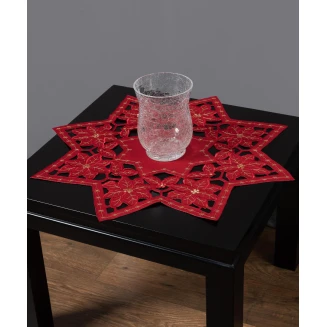 Χριστουγεννιάτικο Τραπεζοκαρέ (140Cm X 140Cm) Y21Κόκκινο Silk Fashion