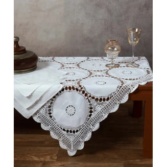 Silk Fashion Τραπεζομάντηλο Βαμβακερό Με πλεκτό 371 (127CM X 175CM)