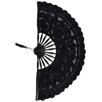 Χειροποίητη βεντάλια (22cm) μαύρη Silk Fashion