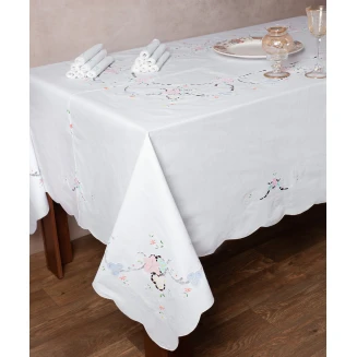 Silk Fashion Χειροποίητο κοφτό τραπεζομάντηλο 2778 (170cm x 310cm) λευκό