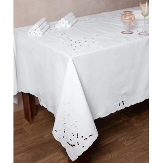 Silk Fashion Χειροποίητο κοφτό τραπεζομάντηλο 950 (180cm x 260cm) λευκό