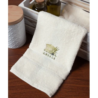 Δωδεκάδα Πετσέτες Χεριών 30x50 Silk Fashion  Ivory Με Την Ακρόπολη Greece