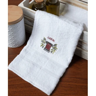 Δωδεκάδα Πετσέτες Χεριών 30x50 Silk Fashion  Λευκό Με Κόκκινο Κίωνα Κρητη