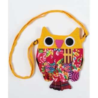 Πορτοφολάκι κουκουβάγια (18cm x 16cm) κίτρινο Silk Fashion