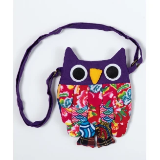 Πορτοφολάκι κουκουβάγια (18cm x 16cm) μώβ Silk Fashion