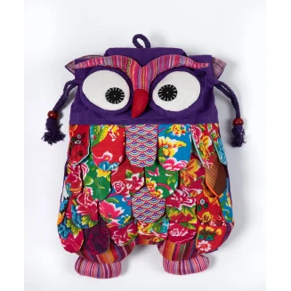 Σακίδιο κουκουβάγια (35cm x 28cm) μώβ Silk Fashion