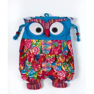 Σακίδιο κουκουβάγια (35cm x 28cm) σιέλ Silk Fashion