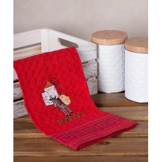 Σετ 12 Τεμ. Ποτηρόπανα Γκοφρέ 50x70 Silk Fashion Κόκκινο Γάιδαρος Rhodes