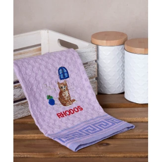 Σετ 12 Τεμ. Ποτηρόπανα Γκοφρέ 50x70 Silk Fashion Λιλά Γάτα Rhodes