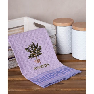 Σετ 12 Τεμ. Ποτηρόπανα Γκοφρέ 50x70 Silk Fashion Λιλά Γλάστρα Rhodes