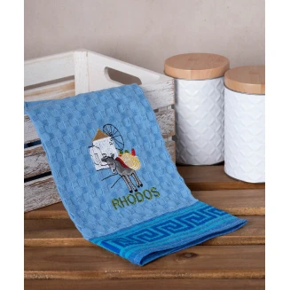 Σετ 12 Τεμ. Ποτηρόπανα Γκοφρέ 50x70 Silk Fashion Μπλέ Γαίδαρος Rhodes