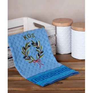 Σετ 12 Τεμ. Ποτηρόπανα Γκοφρέ 50x70 Silk Fashion Μπλέ Στεφάνι Kos