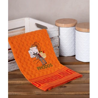 Σετ 12 Τεμ. Ποτηρόπανα Γκοφρέ 50x70 Silk Fashion Πορτοκαλί Γαίδαρος Rhodes