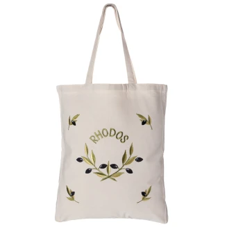 Τσάντα με κέντημα ελιά (45cm x 38cm) RHODES Silk Fashion
