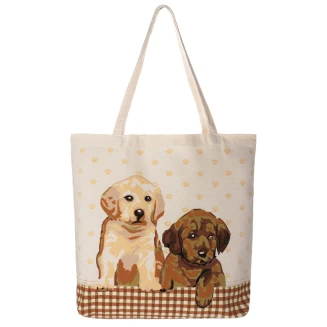 Τσάντα με στάμπα (45cm x 38cm) σκυλάκια Silk Fashion