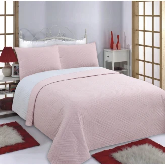 Κουβερλί Σετ Yπέρδιπλο 220x240 Silk Fashion Diamond Pink-Grey