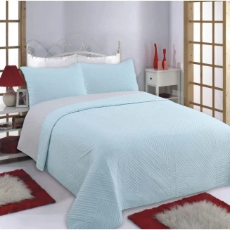 Κουβερλί Σετ Yπέρδιπλο 220x240 Silk Fashion Lines Sky Blue-Grey
