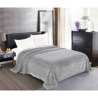 Κουβέρτα Fleece Braid Υπέρδιπλη 220x240 Silk Fashion Γκρί