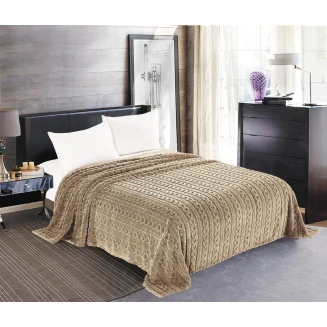 Κουβέρτα Fleece Braid Υπέρδιπλη 220x240 Silk Fashion Καφέ