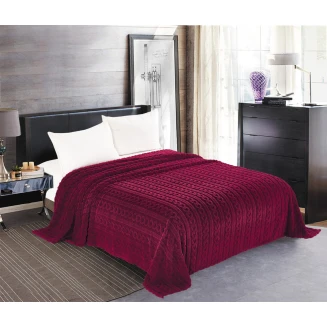 Κουβέρτα Fleece Braid Υπέρδιπλη 220x240 Silk Fashion Μπορντώ