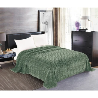 Κουβέρτα Fleece Braid Υπέρδιπλη 220x240 Silk Fashion Πράσινο