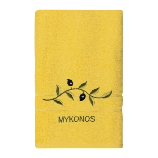 Πετσέτα Προσώπου (50Cm X 100Cm) Κίτρινο Με Κλαδί Μυκονος Silk Fashion