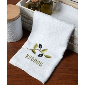 Πετσέτα Προσώπου ( 50Cm X 100Cm ) Λευκό Με Κλαδί Ροδος Silk Fashion