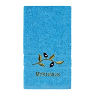 Πετσέτα Προσώπου (50Cm X 100Cm) Μπλε Με Κλαδί Μυκονος Silk Fashion