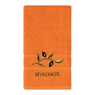 Πετσέτα Προσώπου (50Cm X 100Cm) Πορτοκαλί Με Κλαδί Μυκονος Silk Fashion